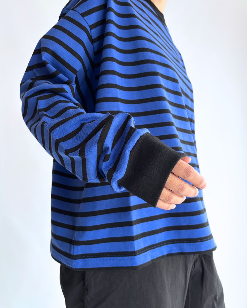 Taco Cotton Striped Long Sleeve T-Shirt Royal in Navy/Black