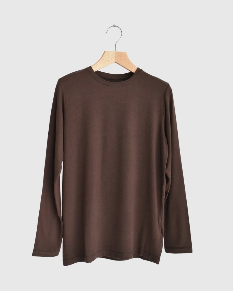 Sheer Jersey Crewneck in Brown