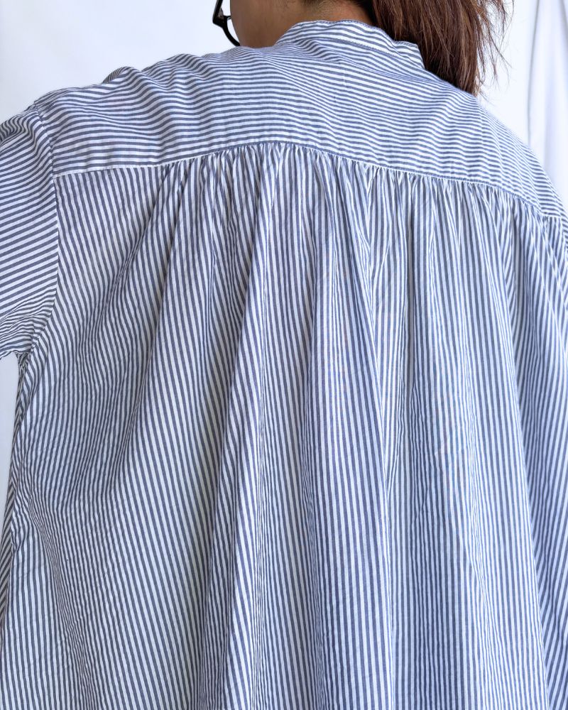 Striped Gathered Shirt in Stripe A