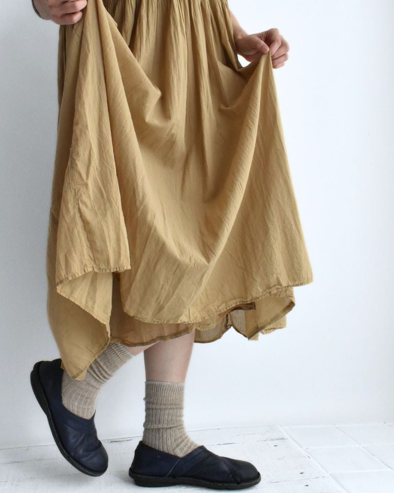 Crew-Neck F/SL Dress with Pintuck in GreyKhaki