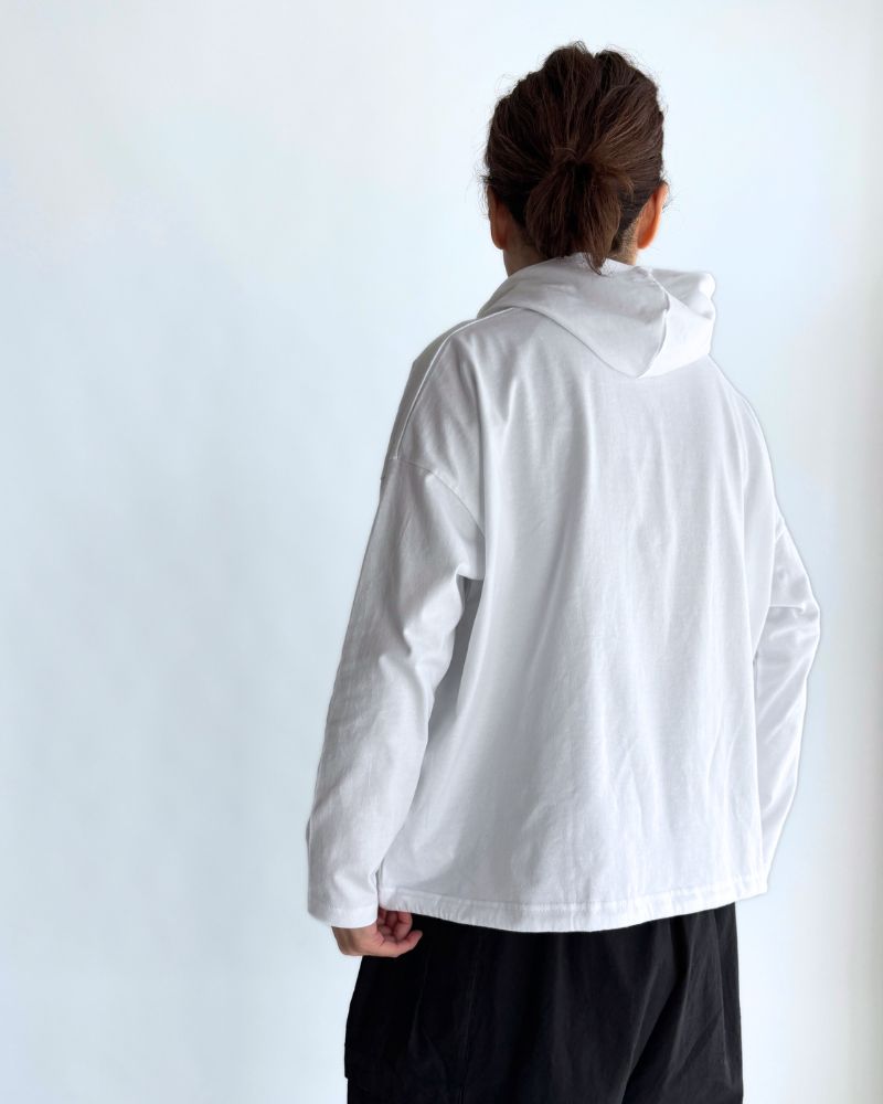 Drawstring Hoodie Pullover in White