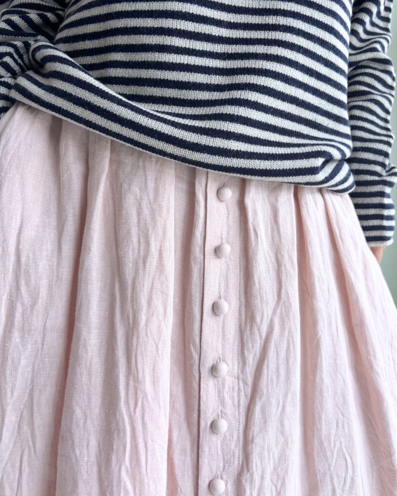French Linen Skirt in Pink