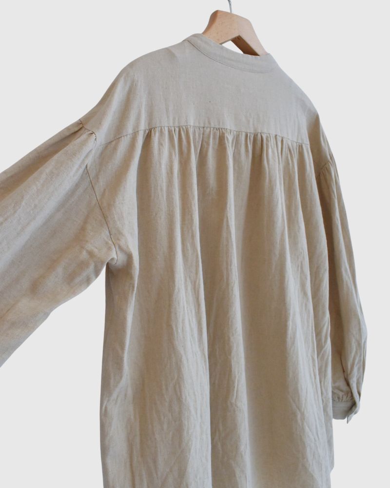 Camille Band Collar Shirt in Natural