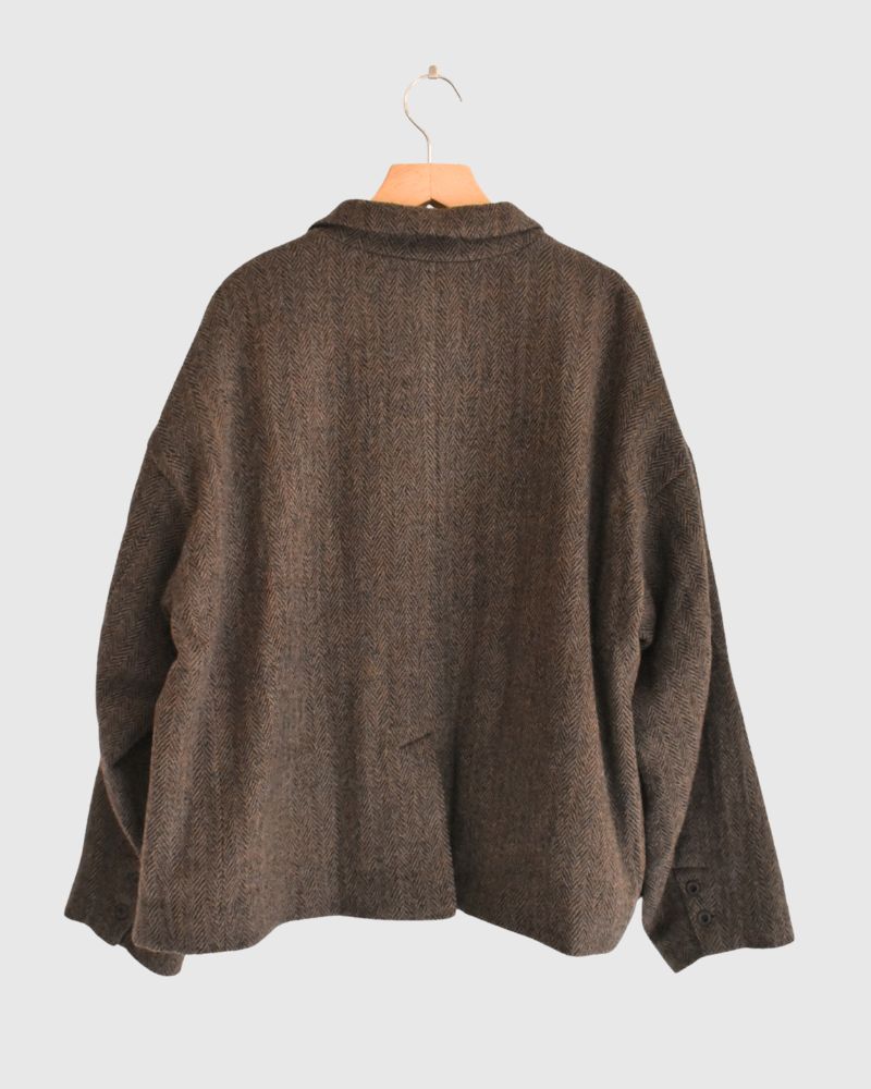 Wool Herringbone Wool Jacket in Brown