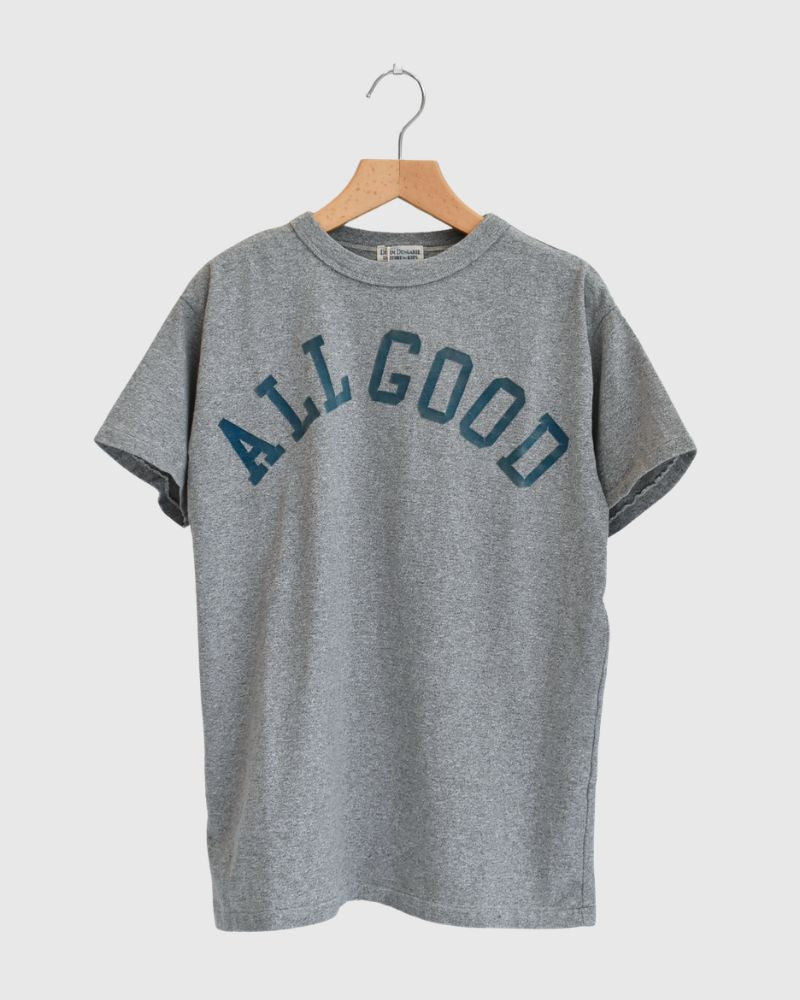 Vintage Cotton Jersey ALL GOOD T-Shirt in Gray