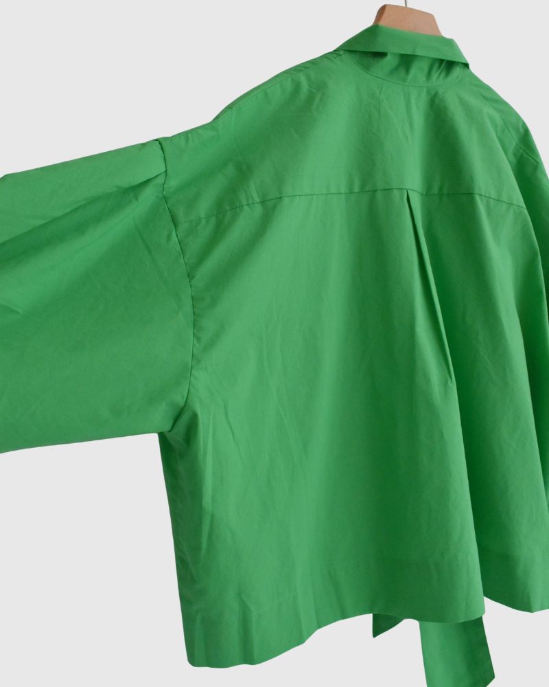 Tie collar blouse in Green