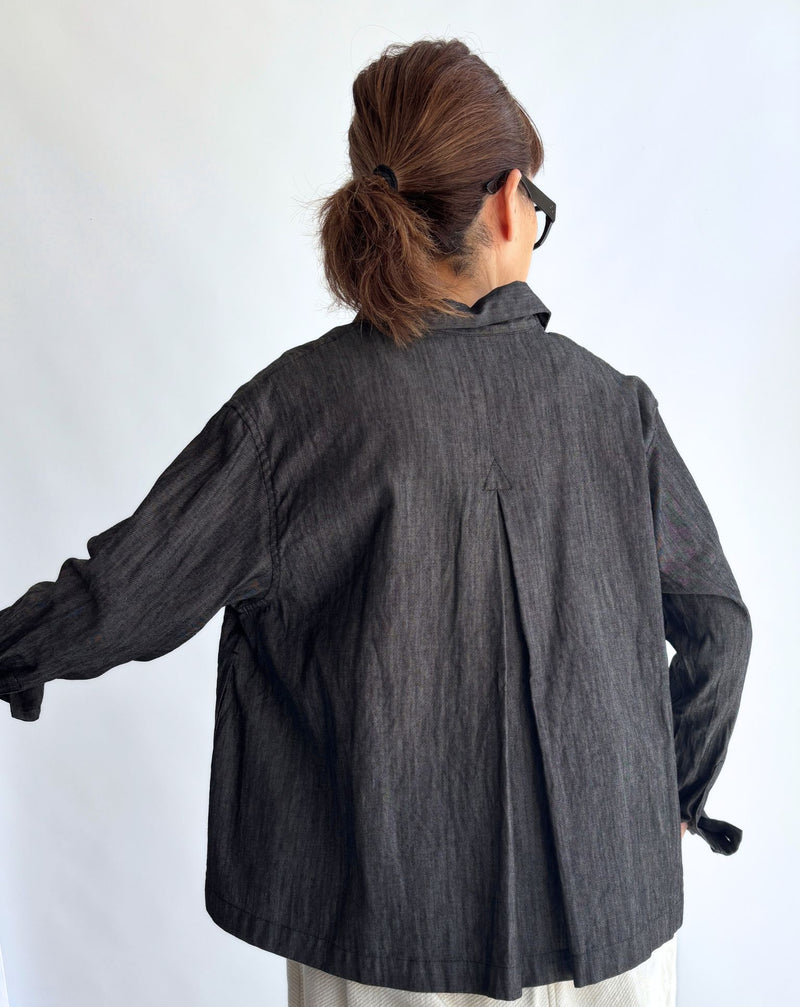 A‐LINE SHORT SHIRT (DENIM) in Black