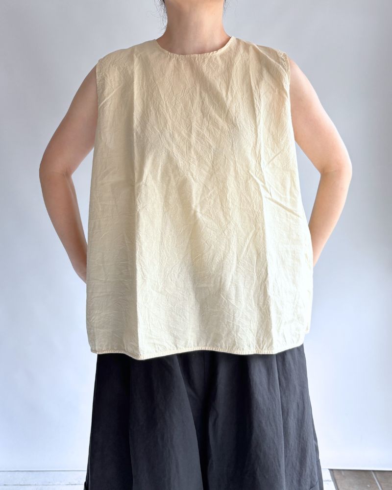 Inner Back Gathered Sleeveless Top in Ivory