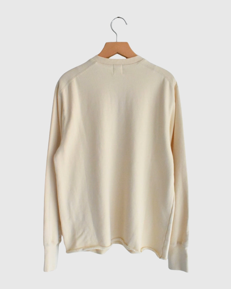 Recycle/Organic Henley Neck Sweatshirt in Ivory