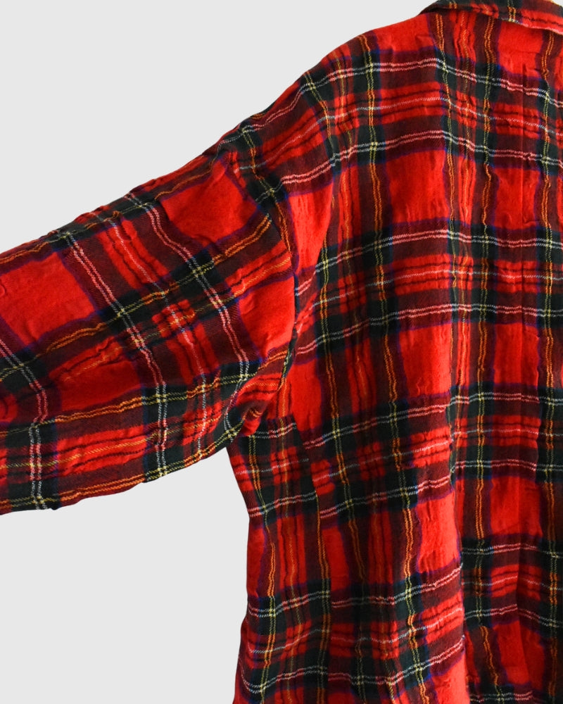 Cotton Wool Tartan Check Jacket in Red