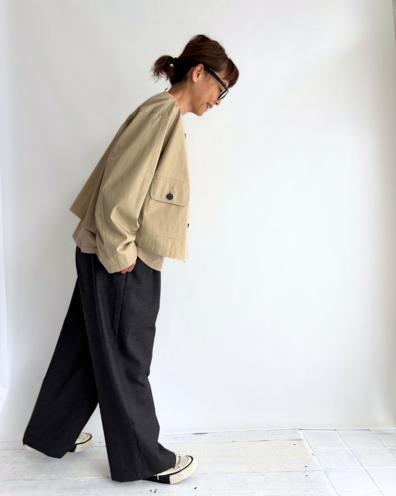 ROCKY-GABA Collarless Jacket in Beige