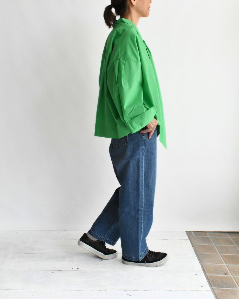 Tie collar blouse in Green