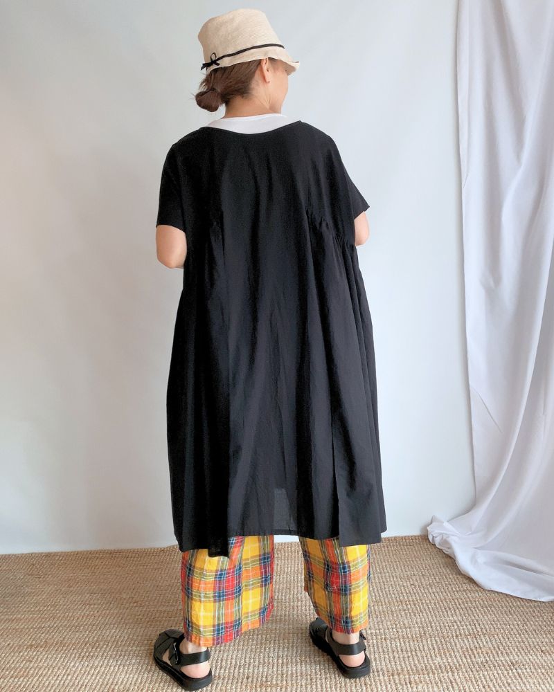 2WAY Layered Side Gathered Dress in Black