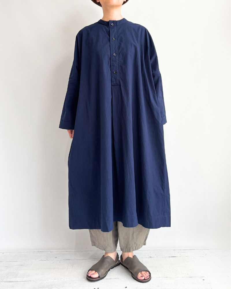 Henley Neck Dress in Navy