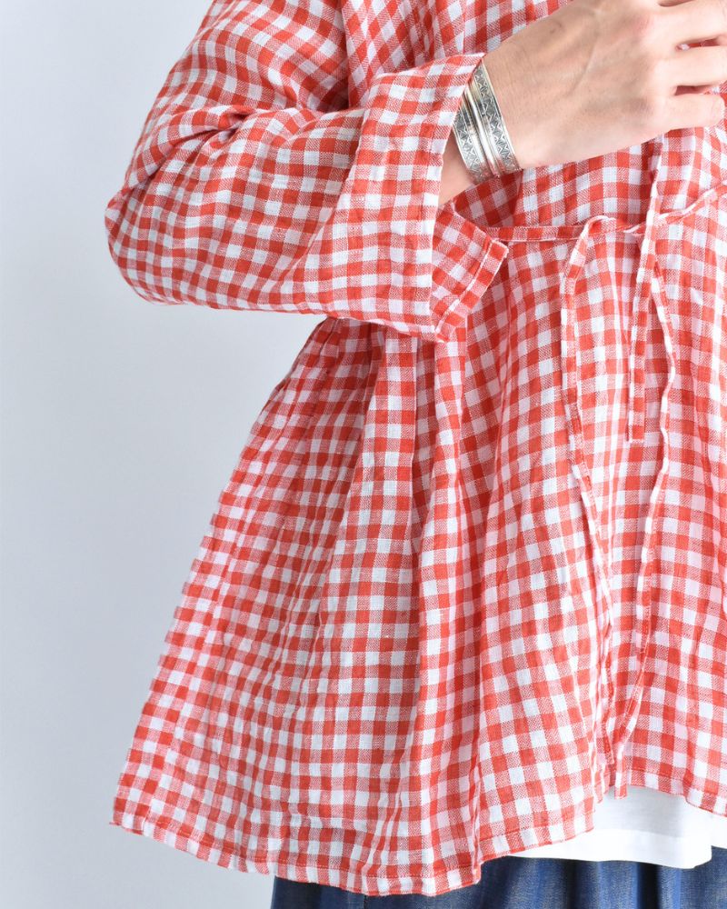 Gingham Check Cache-coeur Blouse in RedCheck