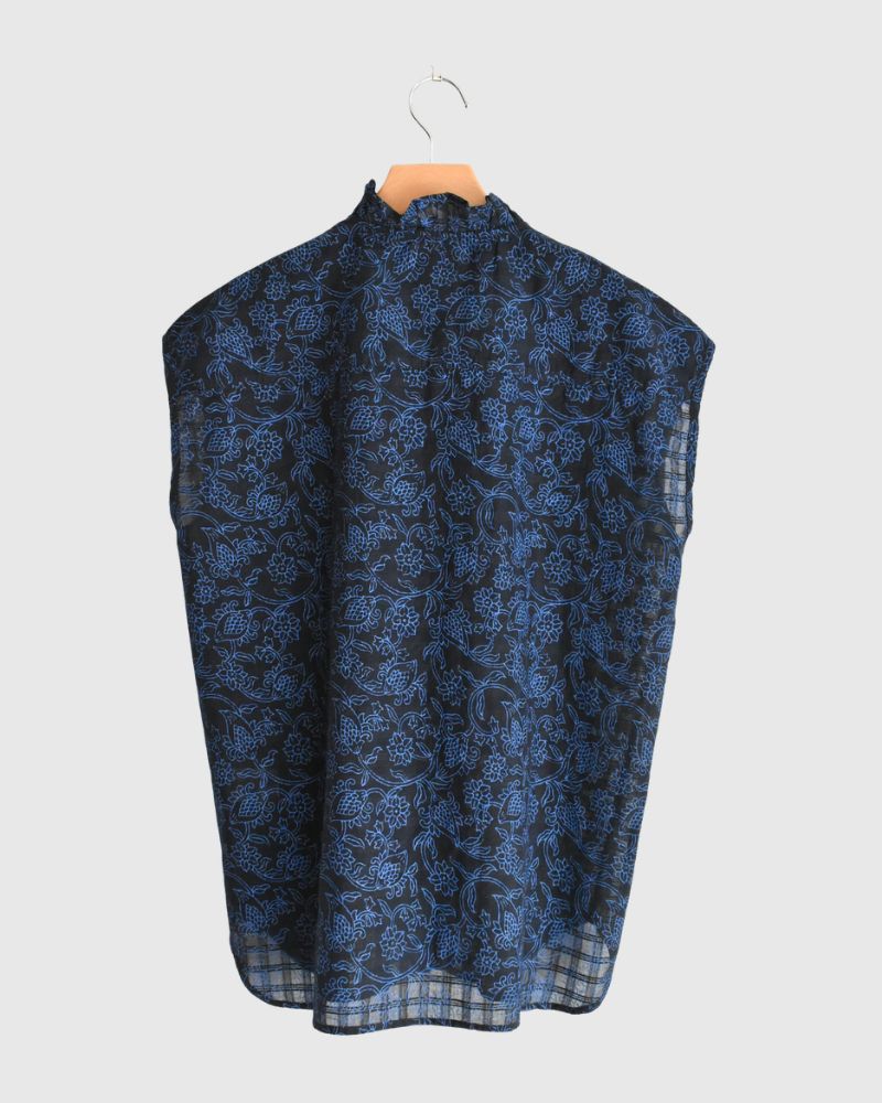 FRENCH/SL FRILL COLLAR SHIRTS in Navy/Blue