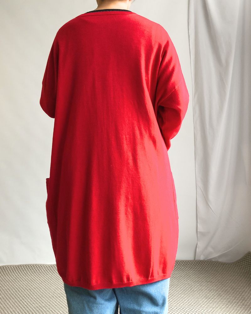 2-WAY Wide Long Cardigan in Red