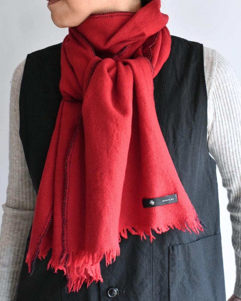 WOOL STOLE 32x188cm in Red/Navy