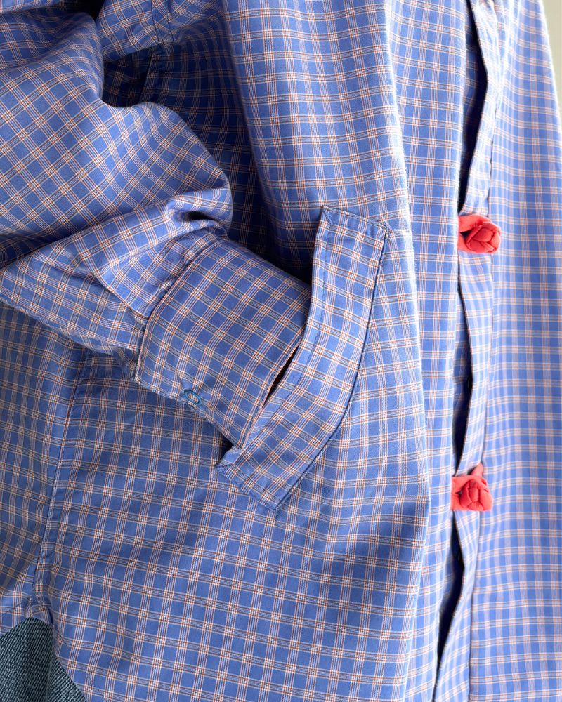 Chinese Button Check Shirt 'BRETON' in Blue