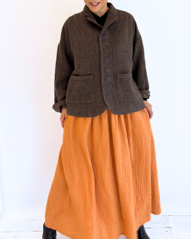 Wool Herringbone Wool Jacket in Brown