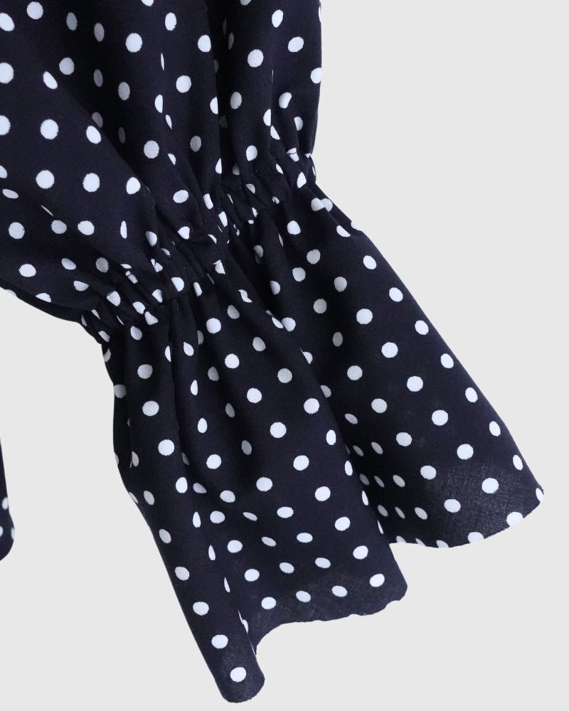 Dot Frill Blouse in Navy