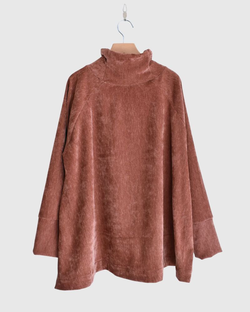 High-neck flared design top 'BONI' in Teracotta