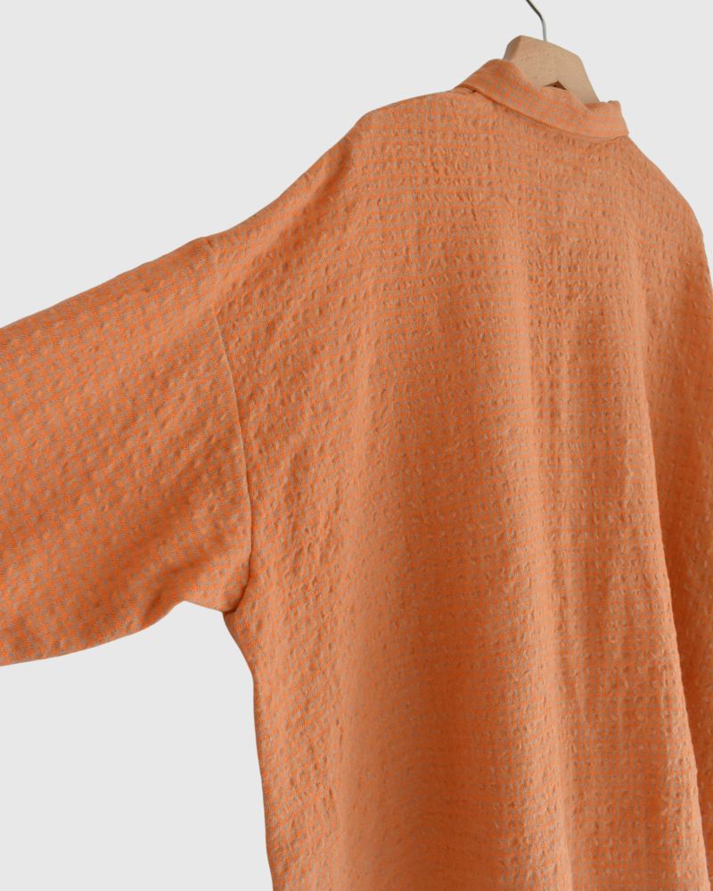 Wool cotton gingham shirt in Orange/Mocha