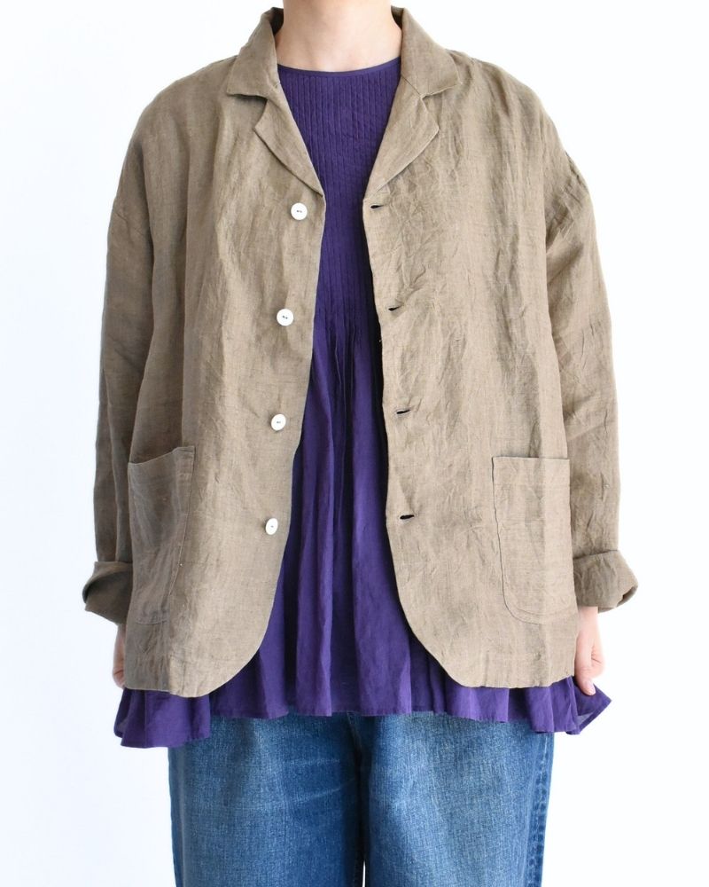 Handwoven 60x60 Linen Jacket in Beige