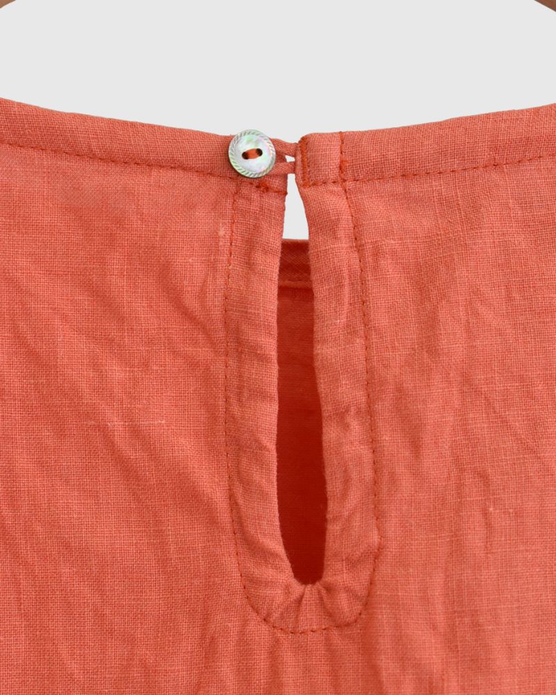 French Linen Pullover in Orange