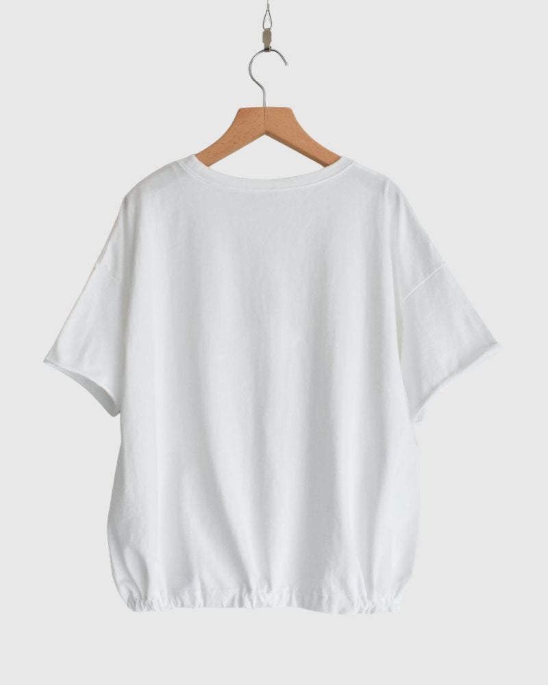 Half-Sleeve Drawstring T-shirt in White