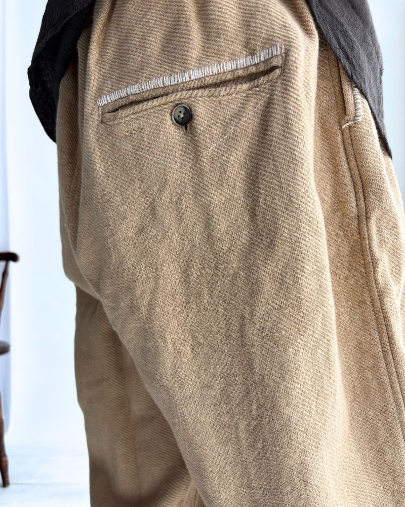 TEORI washed twill loose tapered pants in LightBeige