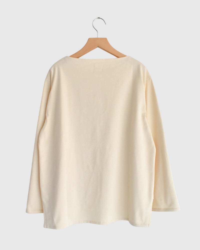 Giza Cotton Basque T-Shirt in Ivory