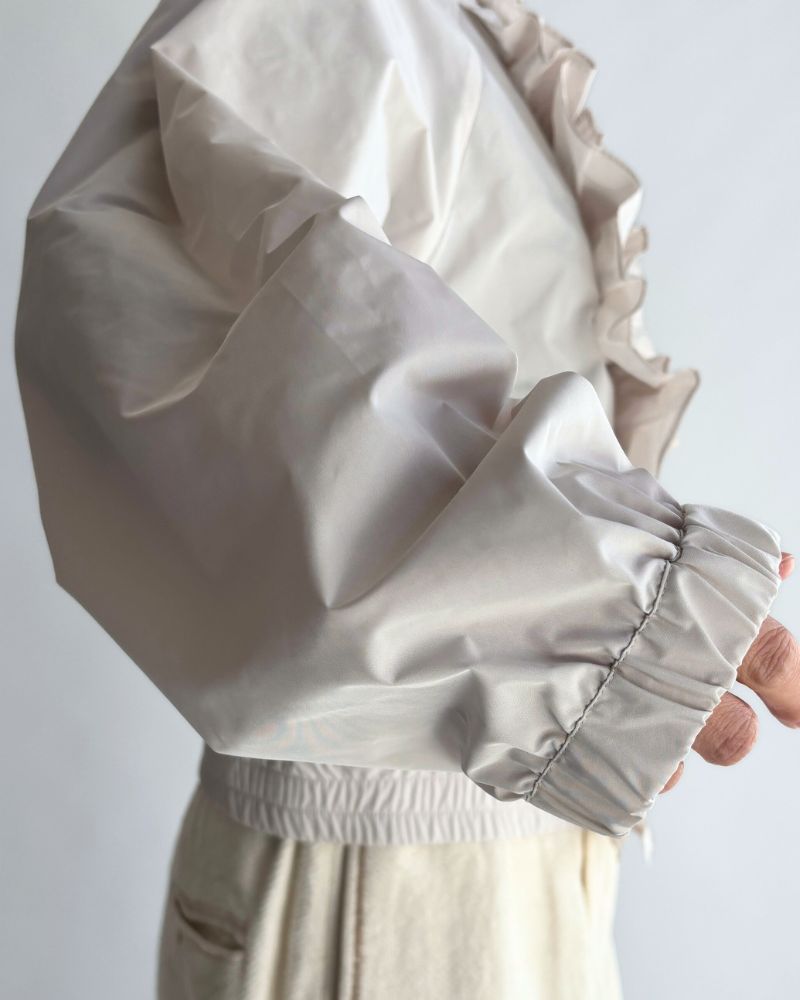 Front Frill Zip-Up Jumper in IceGray