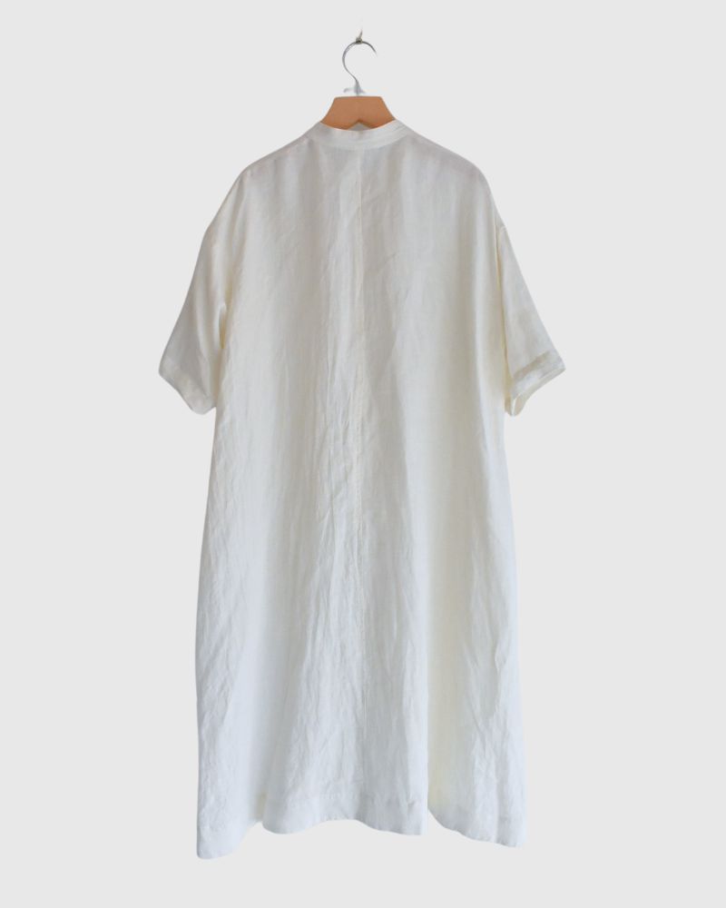 Band collar shirt dress in White