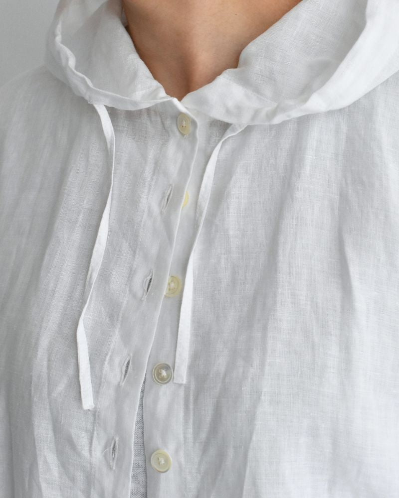 Hoodie Shirt (LINEN) in White