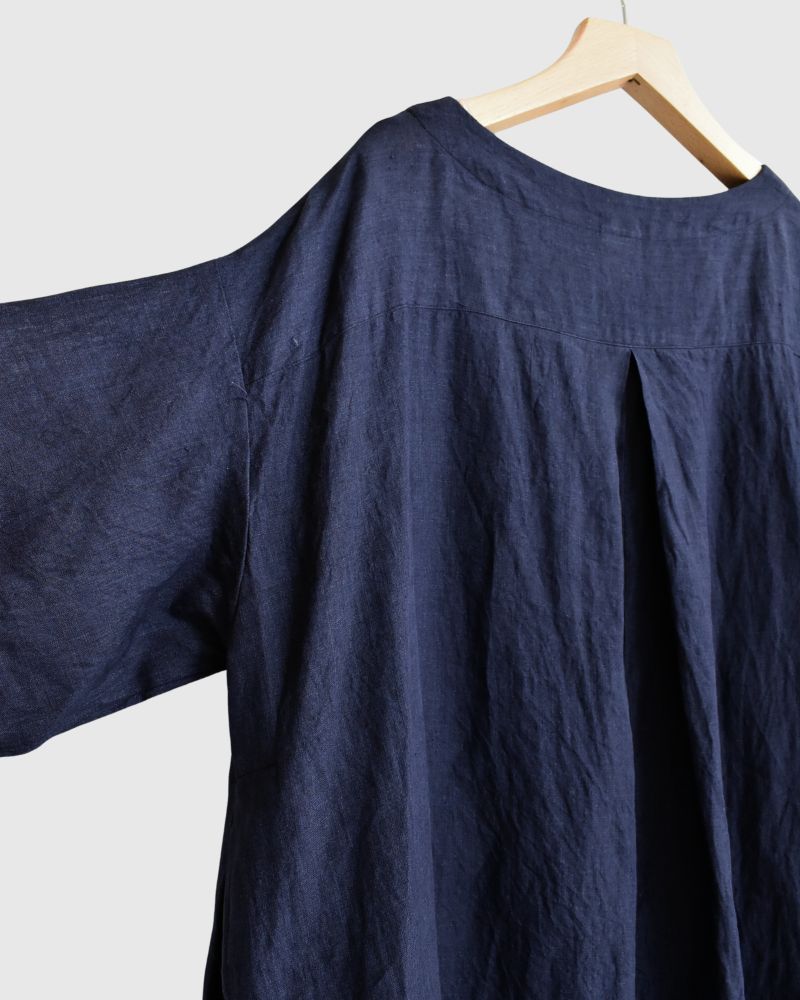 Box Pleated Dress in Indigo