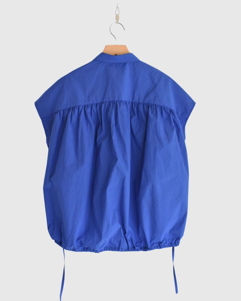 TENDER-W Back Gather French Sleeve Blouse in Blue