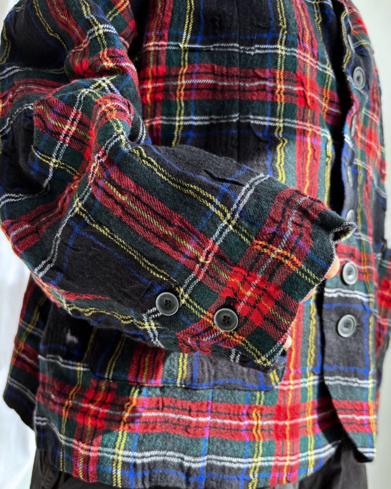 Cotton wool tartan jacket in Black