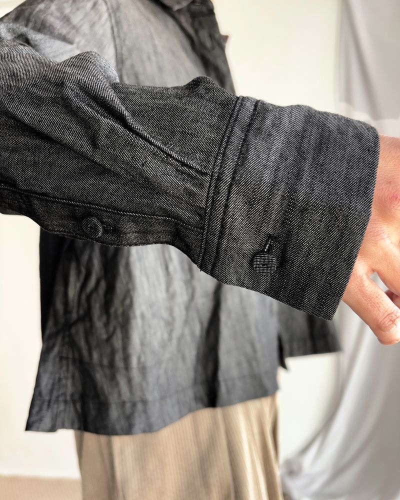 A‐LINE SHORT SHIRT (DENIM) in Black