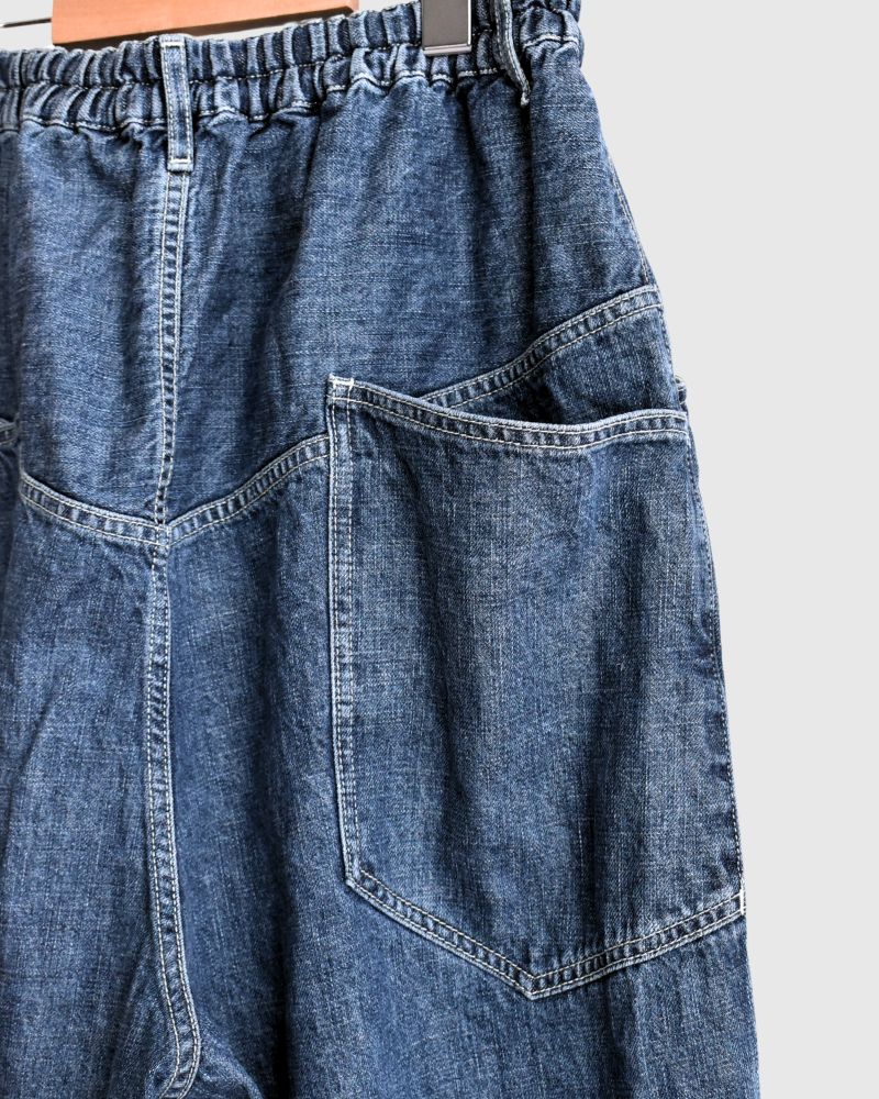 Cotton linen denim pants in FadeBlue