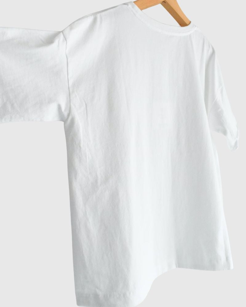 Cutoff Drawstring Tee in White