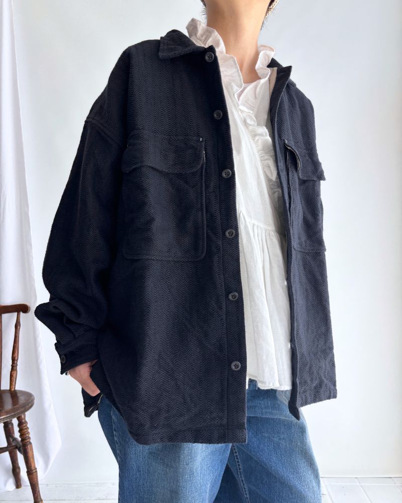 TEORI Cotton Herringbone Jacket in Black