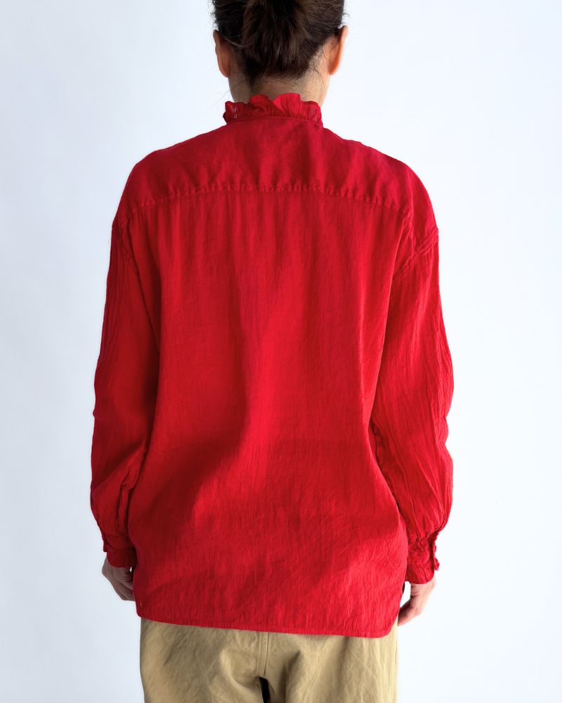 FRILL COLLAR SHIRTS in DeepRed