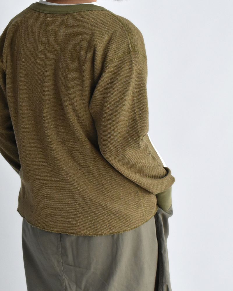 Lame Thermal Remake Cardigan in Khaki