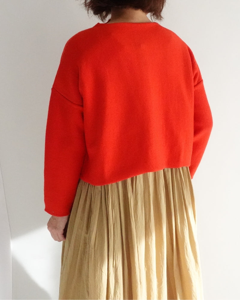 Bottleneck Boiled Wool Knit in Red