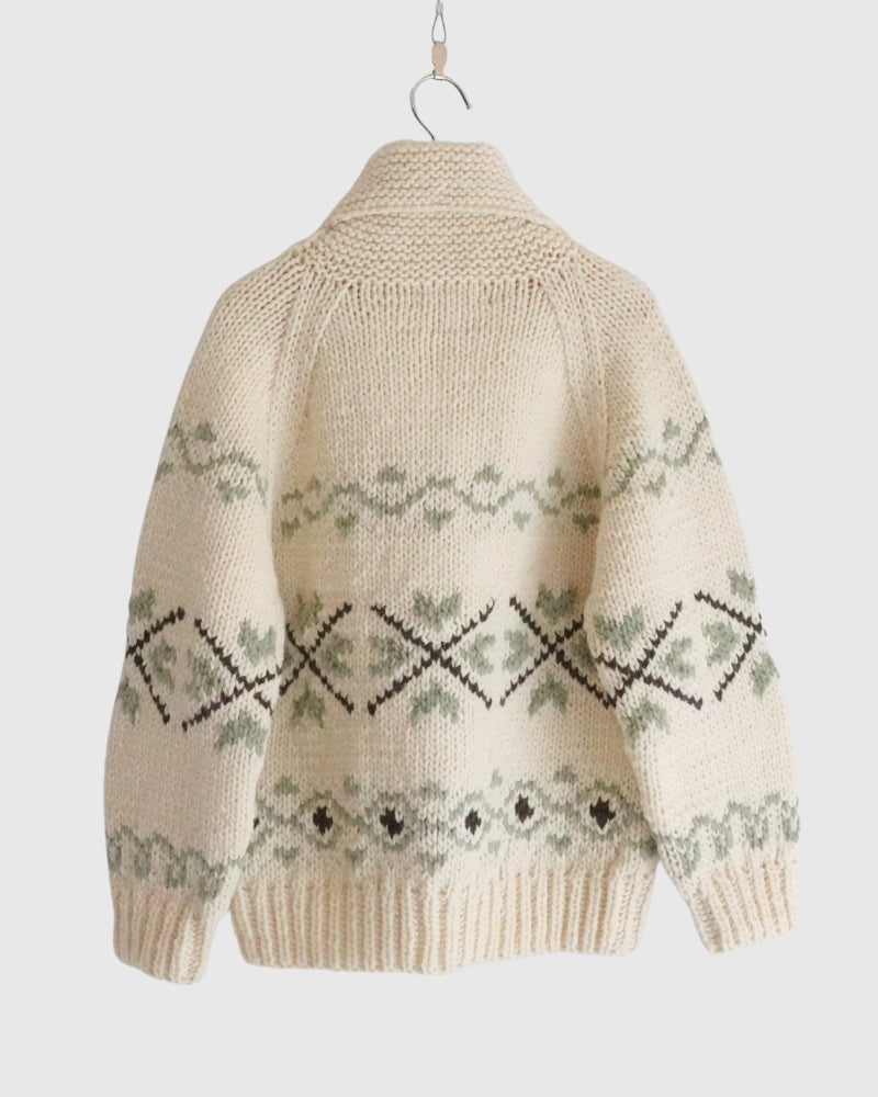 Wool Hand Knit Cardigan in White