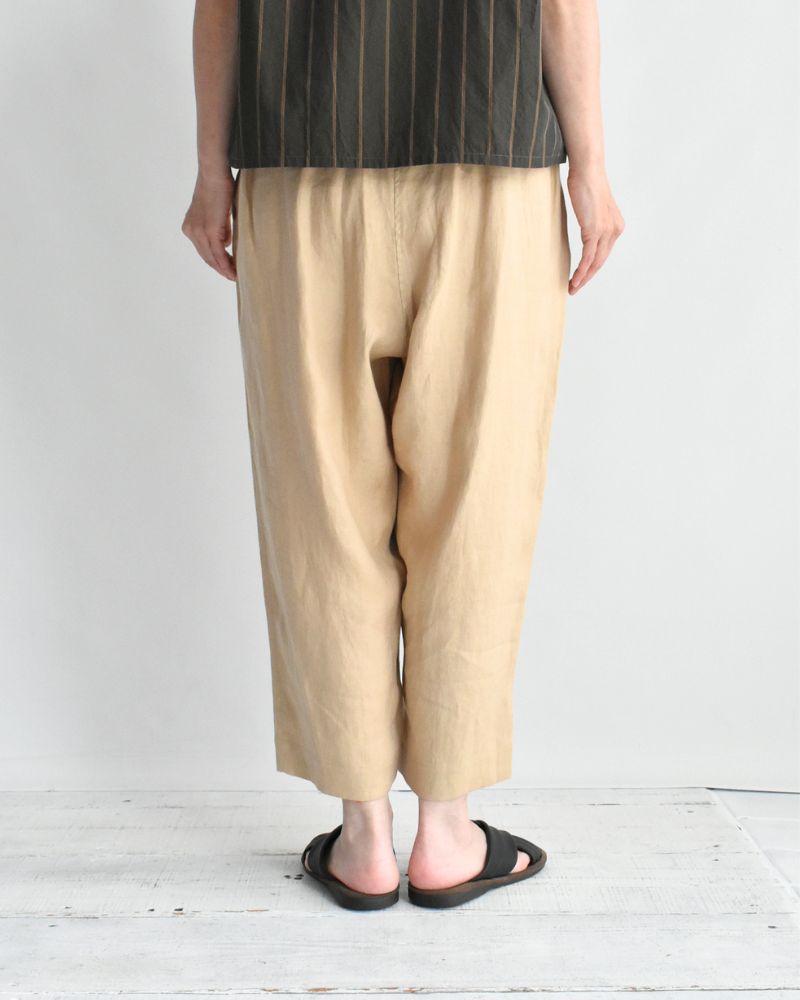 Asymmetric Pocket Baker Pants (LINEN) in Beige