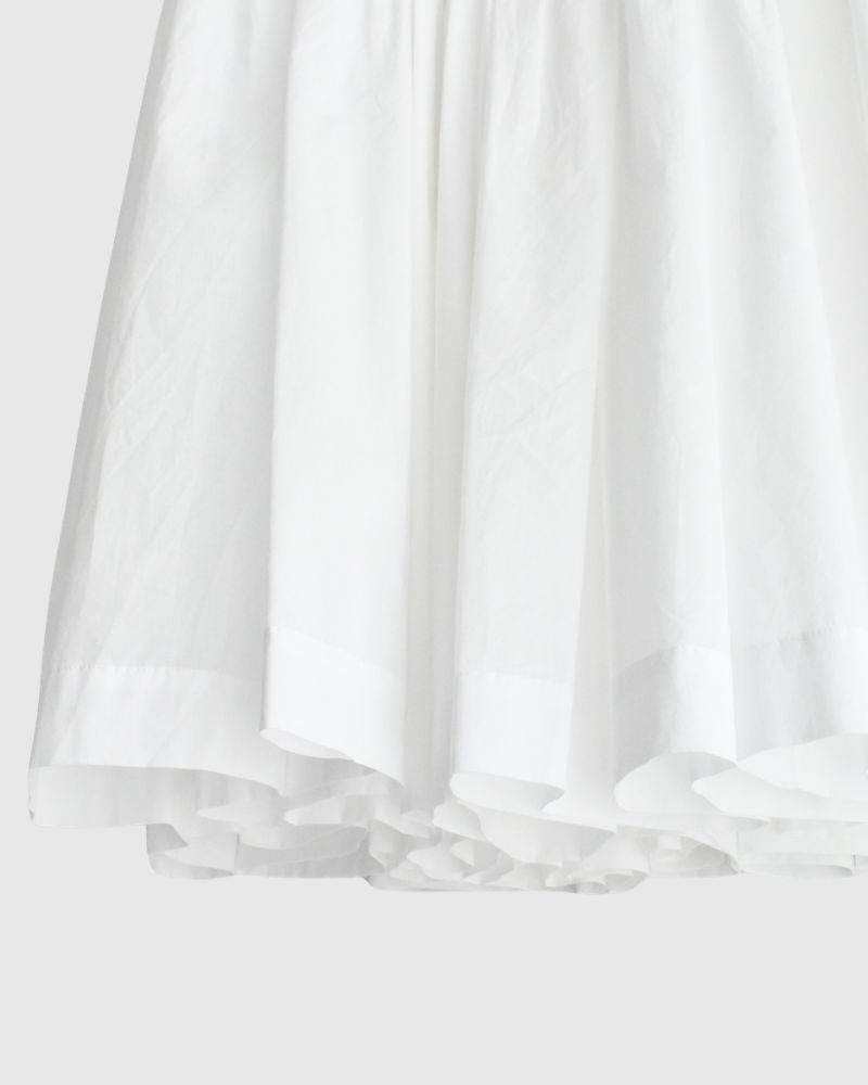 Tiered Gathered Cotton Skirt in White