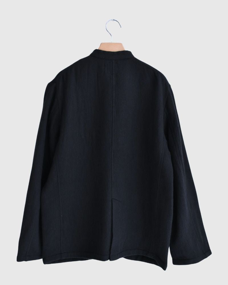 STAND COLLAR FLY FRONT JACKET in Navy