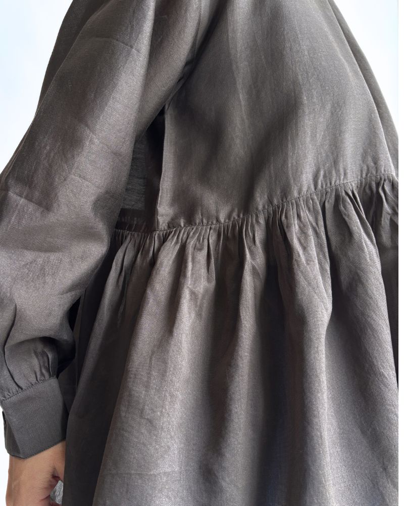 RAHASTHAN TUCK GATHERED PULLOVER in Gray